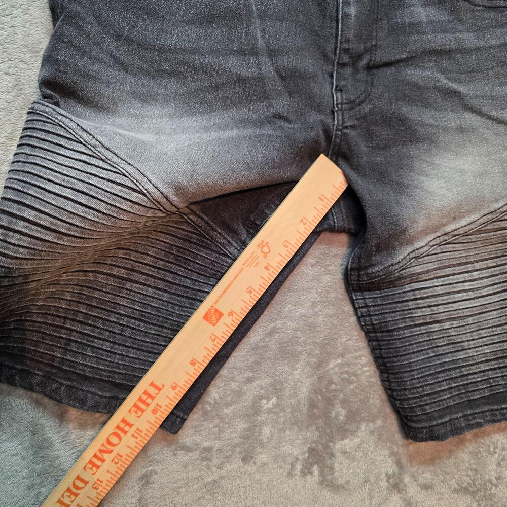Brooklyn Cloth Wythe Ave Denim Shorts Mens 38 Gray Moto Biker Skinny Fit Ribbed - Picture 6 of 9